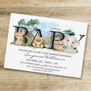 Safari Djungel Afrika Baby Shower Inbjudningar