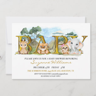 Safari Djungel Afrika Baby Shower   Inbjudningar