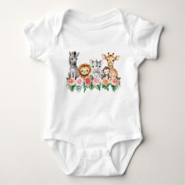 Safari Djungel Bebis Tjej Onesie | Blommig Baby T Shirt