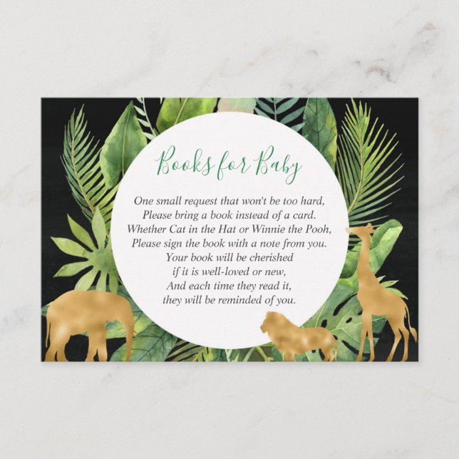 Safari djungel djuren bok begär att få ta med sig  tilläggskort (Framsida)