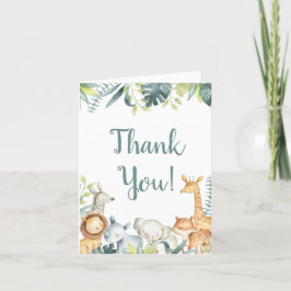 Safari djungel: elefantgiraffens vattenfärg tack kort