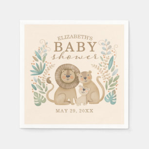 Safari Djungel Lejon Pojke Baby Shower Pappersservett