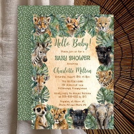 Safari Djungel Vilda Djur Hej Baby Shower Inbjudningar