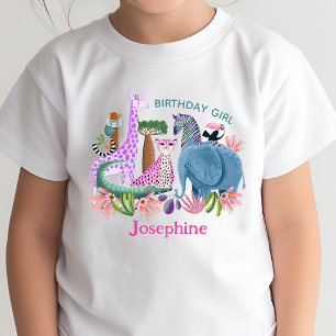 Safari djungeldjur flicka födelsedag t shirt