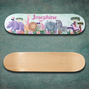 Safari djungeldjur tjej anpassad skateboard