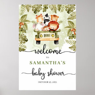 Safari-djungeldjuren lastbil-babyduschen välkomnas poster