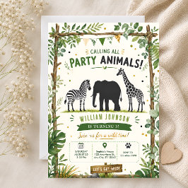 Safari Djungelfest Djur 3-årsdag Inbjudningar
