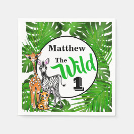 Safari-djur 1:a födelsedagen | djungeldjur pappersservett