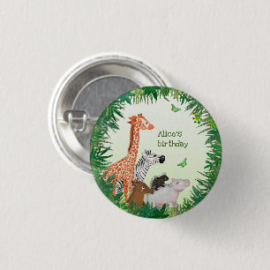 Safari-djur 3 cm födelsedagsfest-emblem knapp