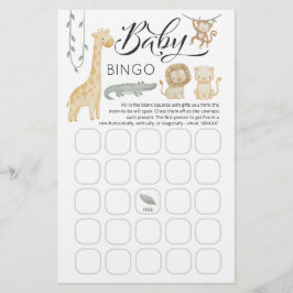 Safari-djur Baby Shower Baby Bingo Spelkort