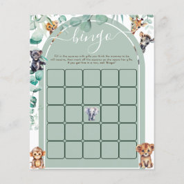 Safari Djur Baby Shower Bingo Spel