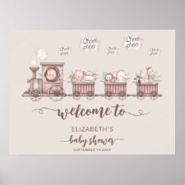 Safari Djur Baby Shower Boho Välkommen Poster