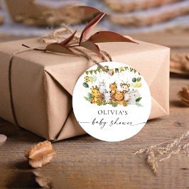 Safari Djur Baby Shower Favor Märke Gåvor Etiketter