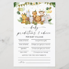 Safari Djur Baby Shower Förutsägelsekort