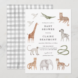 Safari Djur Baby Shower Inbjudan
