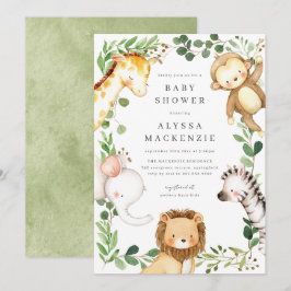 Safari Djur Baby Shower Inbjudan