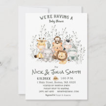 Safari Djur Baby Shower Inbjudan