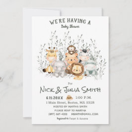 Safari Djur Baby Shower Inbjudan