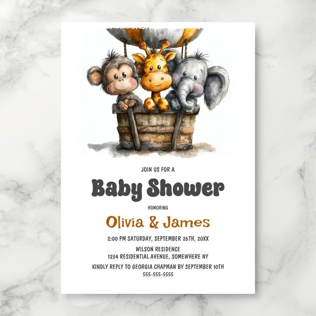Safari Djur Baby Shower Inbjudningar (Skapare uppladdad)