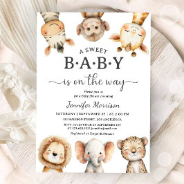 Safari Djur Baby Shower Könsneutral Djungel Inbjudningar