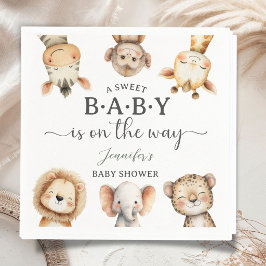 Safari Djur Baby Shower Könsneutral Djungel Pappersservett