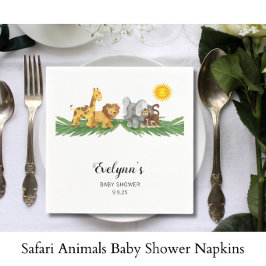 Safari Djur Baby Shower Pappersservett