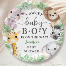Safari Djur Baby Shower Pojke Söt Djungel