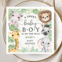 Safari Djur Baby Shower Pojke Tropisk Djungel