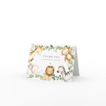Safari Djur Baby Shower Tacksamhetskort