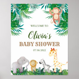 Safari Djur Baby Shower Välkomstskylt Poster
