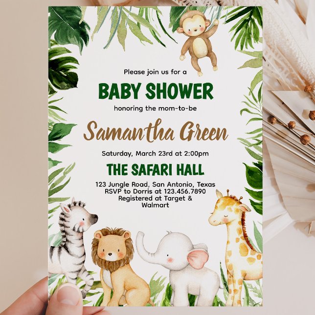 Safari Djur Babyfirande Inbjudningar (Skapare uppladdad)