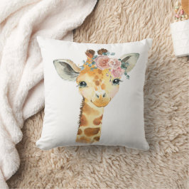 Safari Djur Barnkammare Konst, Akvarell Giraff Bar Kudde