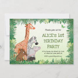 Safari-djur Barns födelsedagsfest inbjudan