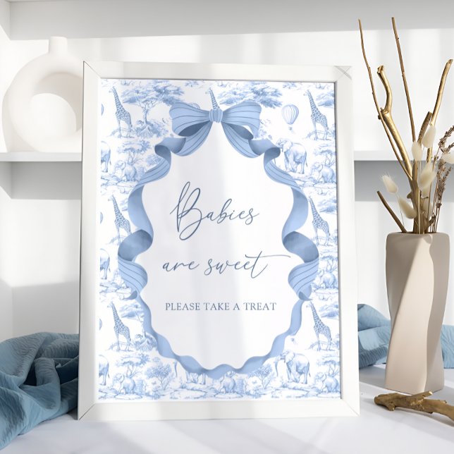 Safari Djur Blå Toile de Jouy Babies är söta Poster (Skapare uppladdad)