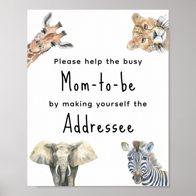 Safari-djur - blivande mamma som mottagare poster (Framsidan)