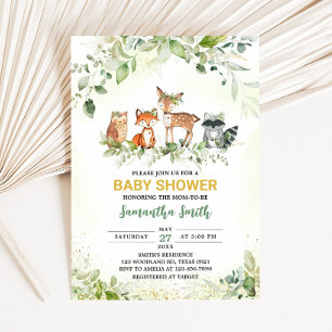 Safari Djur Botanisk Bebis Shower Inbjudningar