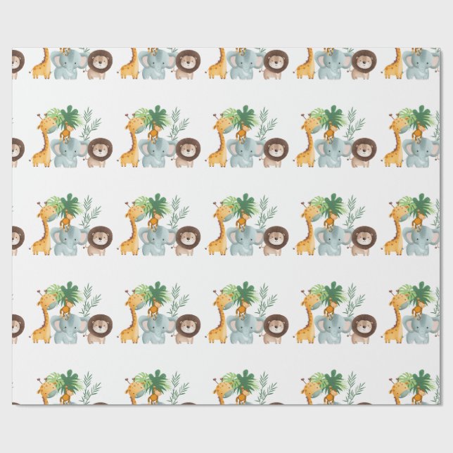 Safari Djur djungel Tropisk  Presentpapper (Platt)