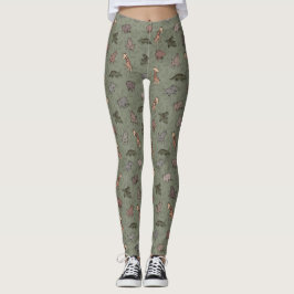 Safari-djur (Elefant, Giraff, Krokodil & Noshörnin Leggings