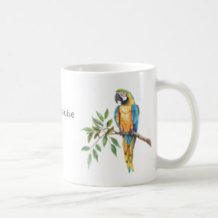 Safari Djur Fågel Blå Gul Papegoja Kaffemugg