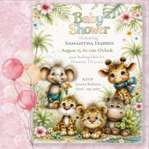 Safari Djur för Baby Shower i Djungeln