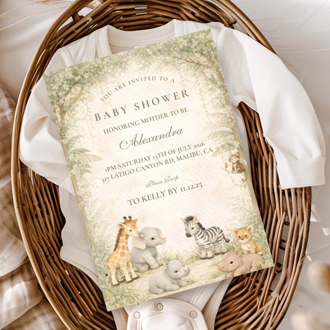 Safari Djur för Baby Shower Inbjudningar (Skapare uppladdad)