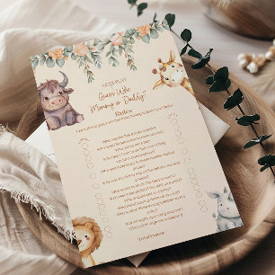 Safari Djur Gissa Vem Baby Shower