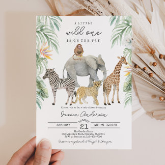 Safari Djur i djungeln Baby Shower Inbjudningar