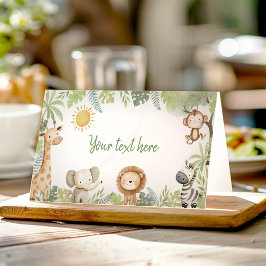 Safari Djur i Djungeln Baby Shower Matsminkort Täl Placeringskort