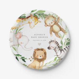 Safari Djur i Djungeln Baby Shower Pappers Tallrik