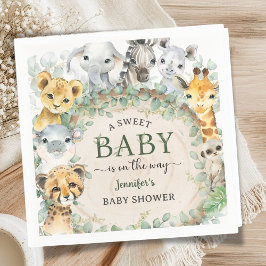 Safari Djur i djungeln Baby Shower Tropisk Pappersservett