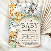Safari Djur i Djungeln Baby Shower Tropisk Rustik