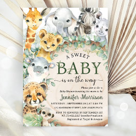 Safari Djur i Djungeln Baby Shower Tropisk Rustik Inbjudningar