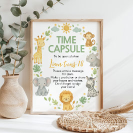 Safari Djur i Djungeln Födelsedags Tidskapsel Skyl Poster