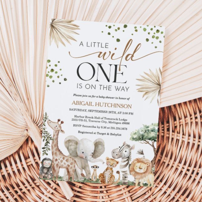 Safari Djur Könsneutrala Baby Shower Inbjudningar (Safari Animals Gender Neutral Baby Shower Invitation)